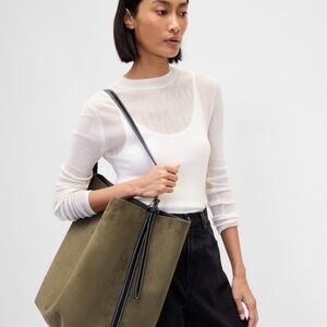 GAP Olive Vegan Suede Bucket Bag.